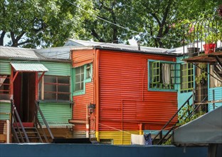 La Boca, Buenos Aires, Argentina, colourfully painted houses in the harbour district around the El