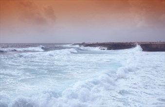 Storm on the coast, Netherlands Antilles, Bonaire, Caribbean, Caribbean Sea, Washington Slagbaai