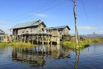 Stilted houses in village on Inle lake, Myanmar (Burma)