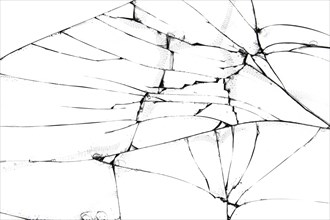 The effect of broken glass screen smartphone, cracked on a white background