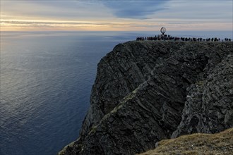 Panoramic view of the North Cape Plateau and the globe at midnight