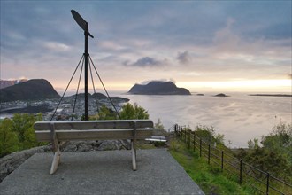 Alesund cityscape skyline and ocean view seen from aksla viewpoint. Travel and tourism in Norway