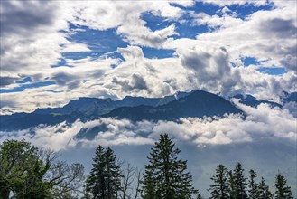 Panoramic view of the mountains at Lake Lucerne in Switzerland