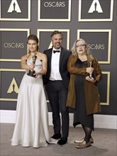 Carol Dysinger, Elena Andreicheva and Mark Ruffalo at the 92nd Academy Awards, Press Room held at