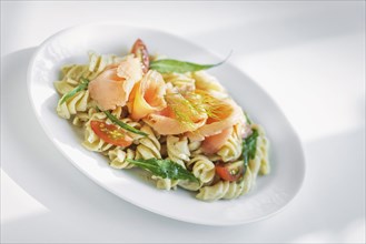 Smoked salmon and cream fusili pasta