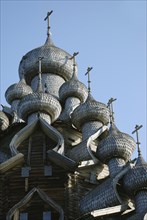 Domes of the famous Church of the Transfiguration (Kizhi ensemble), the masterpiece of wooden