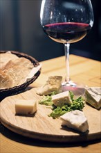 French cheese red wine and bread starter platter set