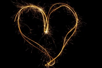 Sparkles heart with sparks, Using camera with slow shutter speed