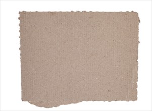 Corrugated kraft cardboard. A piece of torn cardboard isolated on a white background