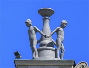 Sculpture of naked boys at the Alte Oper, Frankfurt am Main, Hesse, Germany, Europe