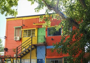 La Boca, Buenos Aires, Argentina, colourfully painted houses in the harbour district around the El