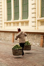 Fruit vendor in hanoi vietnam street