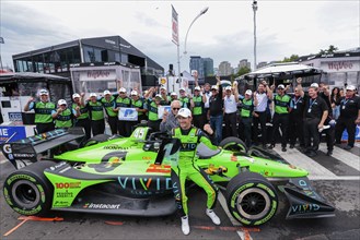 CHRISTIAN LUNGAARD (45) of Hedensted, Denmark celebrates in victory lane after winning the Honda