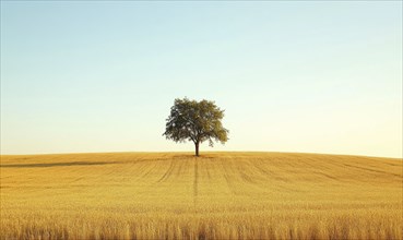 Wheat field at sunset, nature background AI generated