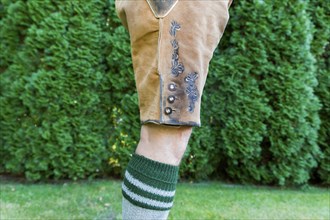 Man in traditional Bavarian lederhosen