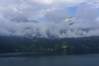 Panoramic view of the mountains at Lake Lucerne in Switzerland