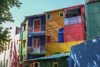 La Boca, Buenos Aires, Argentina, colourfully painted houses in the harbour district around the El