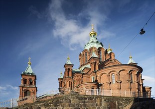 Exterior detail of Uspenski orthodox church cathedral famous landmark in helsinki city finland