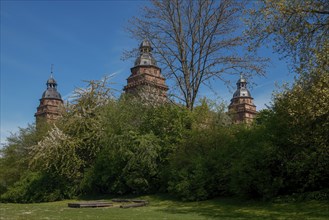 View of Johannisburg Castle in Aschaffenburg, Germany, Europe