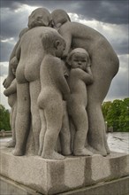 Oslo, Norway, May 2015: Family with angry kid sculpture in Frogner Park, Oslo, Norway, Europe