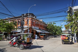 Siem Reap central city tourist area street in Cambodia near Angkor Wat