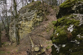 Felsenmeersteig, Swabian Alb, near Albstadt-Laufen, Baden-Württemberg, Germany, rock sea path,