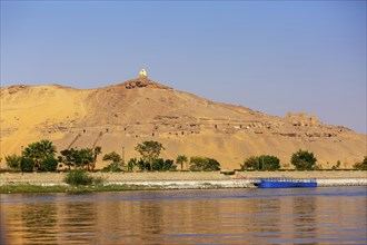 Tombs Of The Nobles Mountain and Nile river In Aswan, Egypt, Africa