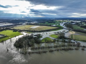 Marl-Haltern am See, North Rhine-Westphalia, Germany, Flooding on the Lippe, river in the Ruhr