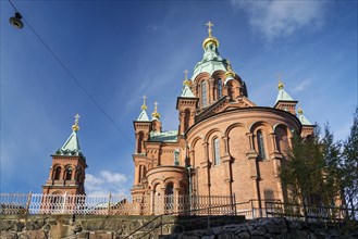 Exterior detail of Uspenski orthodox church cathedral famous landmark in helsinki city finland