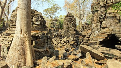 Face towers of the temple complex of Banteay Chhmar in Cambodia