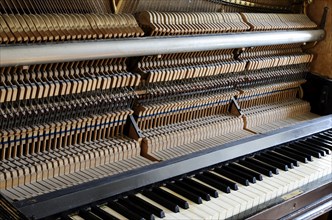 Inside the piano: string, pins, keys and hammers