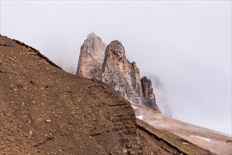 Morning mist in the Dolomites in South Tyrol, Italy, Europe