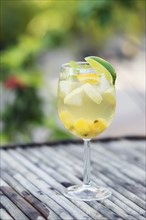 White wine sangria glass cocktail outside