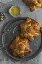 Food Photography, Mexican pan de muertos for day of the dead. Top view