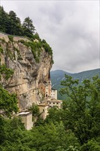 The rock church of the Madonna della Corona on Lake Garda in Italy