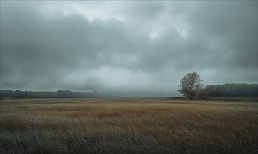 Thick clouds gathering over a wide open field AI generated