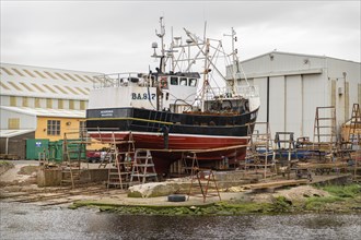 Fishing Boat undergoing Repairs, Girvan, Dumfries & Galloway, Scotland, United Kingdom, Europe