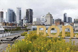 At the Cruise Ship Terminal with view on the city, Montreal, Province of Quebec, Canada, North