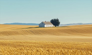 Wheat field at sunset, nature background AI generated