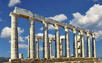 The temple of Poseidon (448 B.C.) in Sounio, Greece, Europe