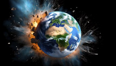 Cosmic catastrophe in space, environmental disaster caused by the impact of an asteroid on Earth,