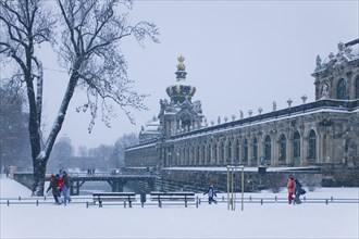 Zwinger in winter, the Dresden Zwinger, is one of the most important Baroque buildings from the