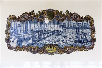 Historical tile painting, fish market, market hall Mercado dos Lavradores, Funchal, Madeira Island,