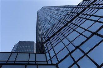 Glass façade of Deutsche Bank, banking district, Westend, Frankfurt am Main, Hesse, Germany, Europe