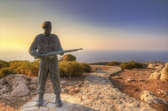 Memorial, Bronze Statue, Allied Soldier with Rifle, Preveli, Orthodox Monastery, South Coast,