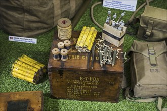 American demolition equipment in the Musée Mémorial d'Omaha Beach, WW2 museum about D-Day at