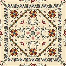 Traditional Latvian embroidery seamless pattern, vector illustration