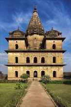 India tourist landmark, royal cenotaphs of Orchha. Orchha, Madhya Pradesh, India, Asia