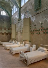 Hospital room with beds, Hospital de la Santa Creu i Sant Pau, Barcelona, Catalonia, Spain, Europe