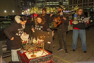 Detroit, Michigan USA, 7 December 2023, On the first night of Hanukkah, Jews for Ceasefire gathered